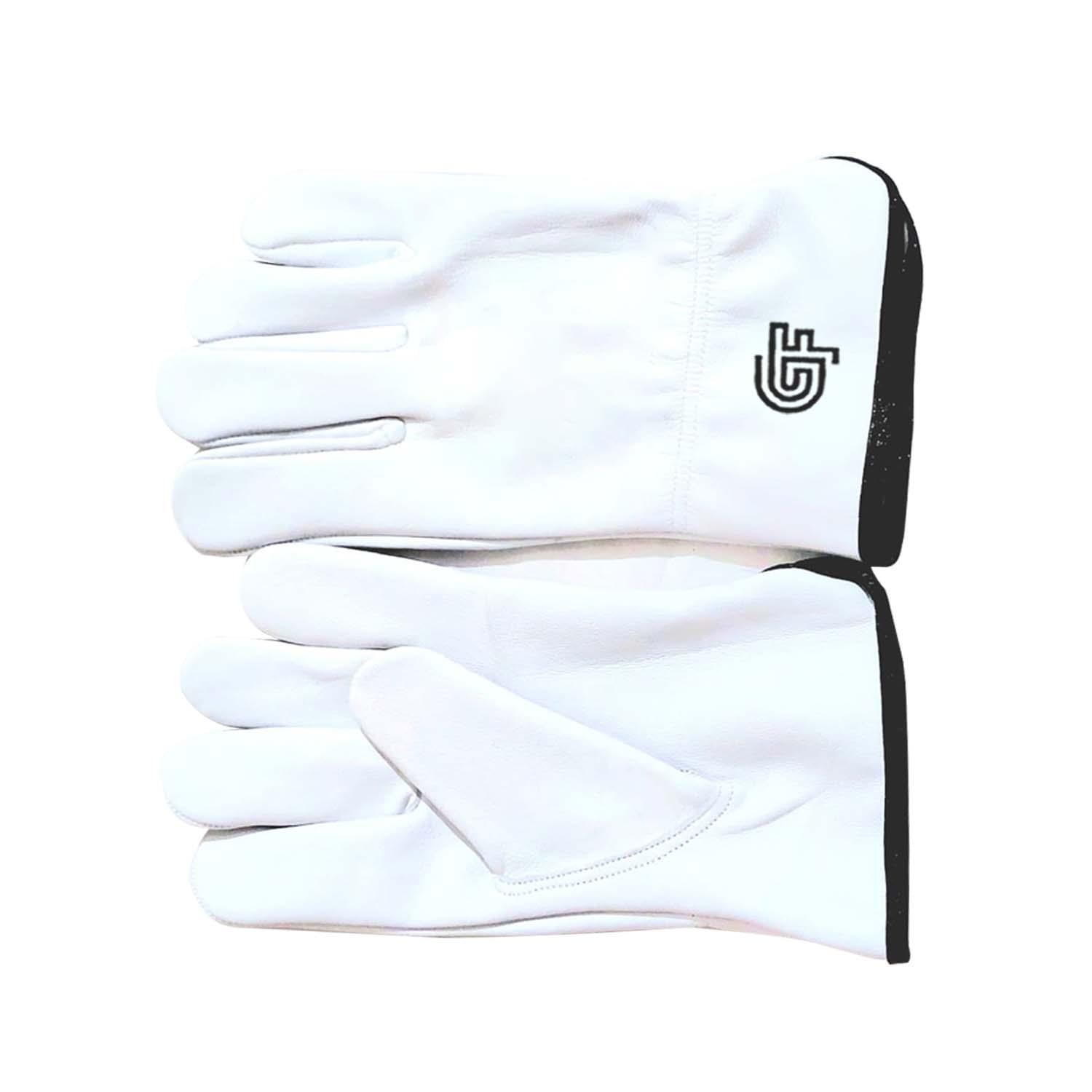 White Leather Work Gloves - Premium Hand Protection Gloves - Image 2